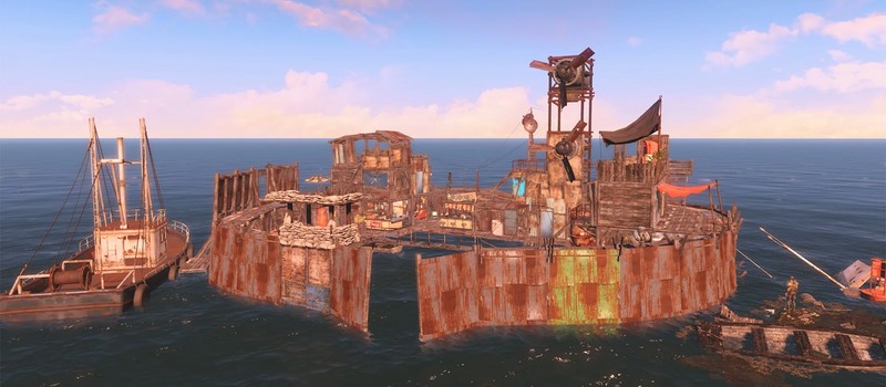 Fallout 4 player built a floating city from the 1995 movie Waterworld